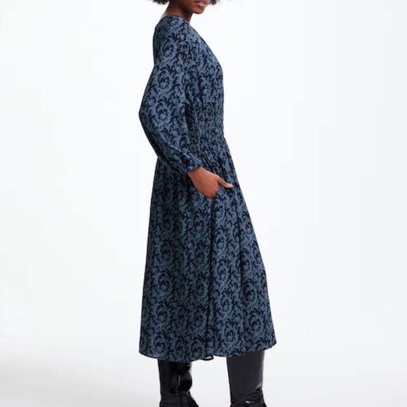 NWT Madewell Bubble Sleeve Smocked Midi Dress M - Picture 3 of 9